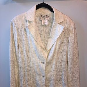 Vintage 98P Chanel Boutique White Cotton Jacket